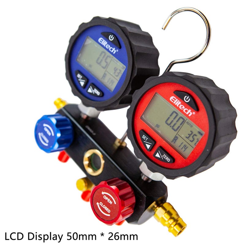 Elitech DMG-3 AC Manifold Gauge Refrigerant Pressure Gauge Set 2 Way with Hoses - Image 5